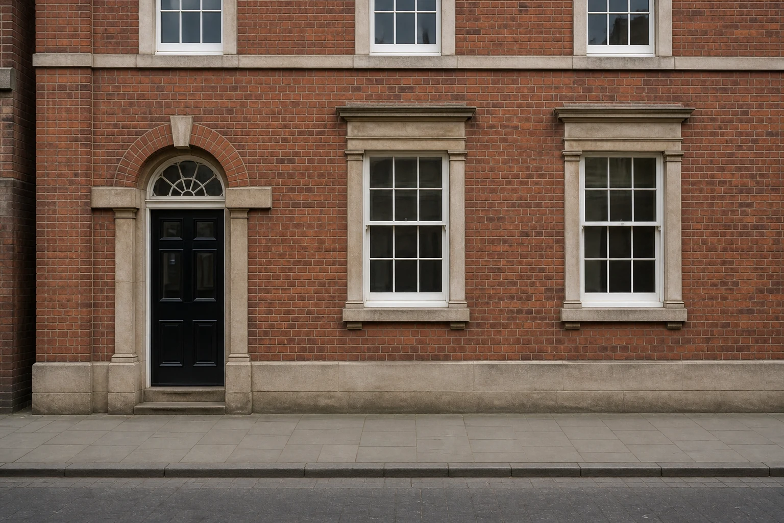 Restored brick and stone facade after careful specialist cleaning